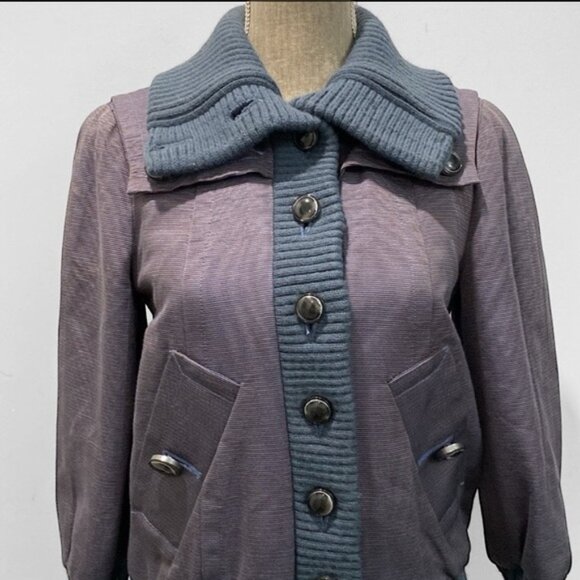 Marc Jacobs Bomber Jacket cropped Blue and Purple Small medium fit - Picture 2 of 16